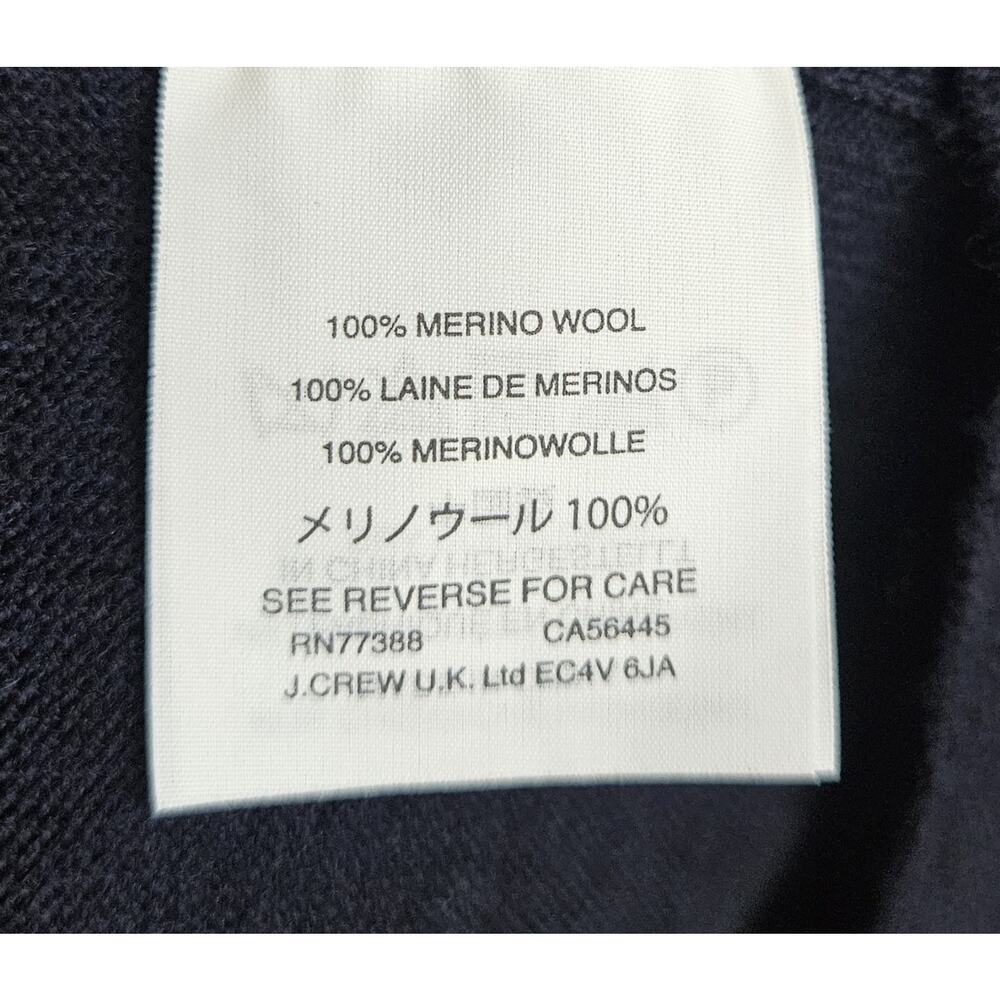 J. CREW Women M Cardigan Sweater 100% Merino Wool Navy Buttons Beaded Brooch 36" - Picture 8 of 8